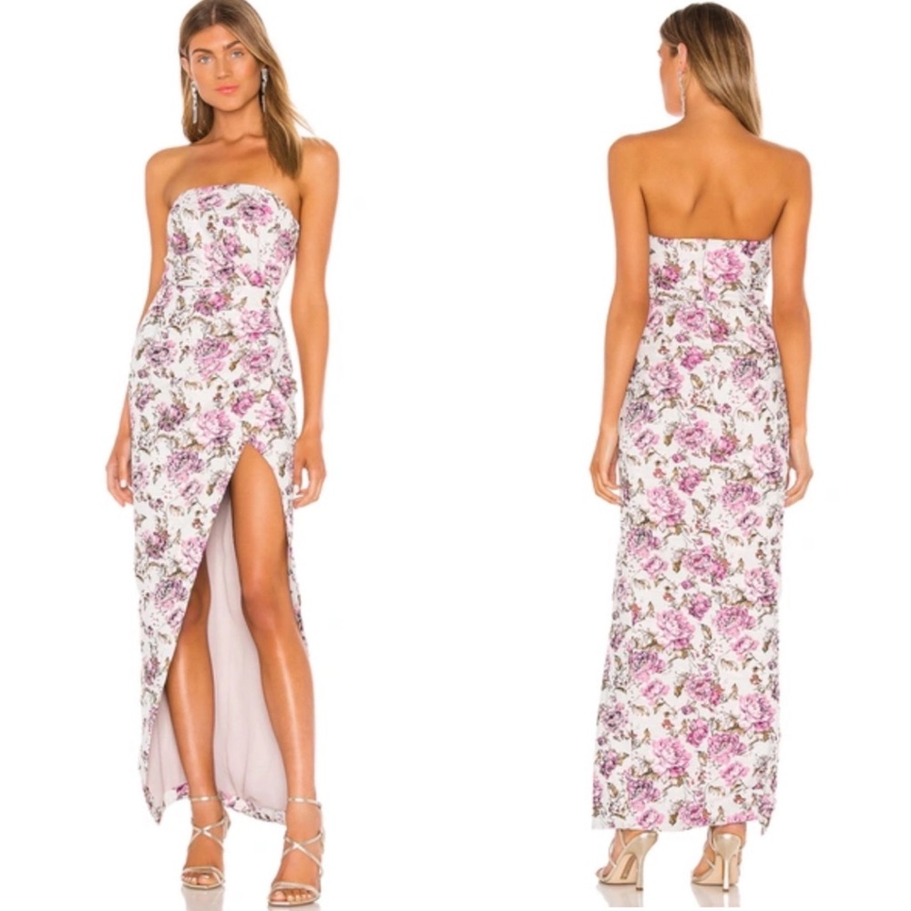 Michael Costello x REVOLVE Violet Gown Dress Strapless Floral Jacquard  XS